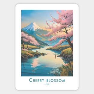 Vintage Retro Cherry Blossom Art Japan Sticker